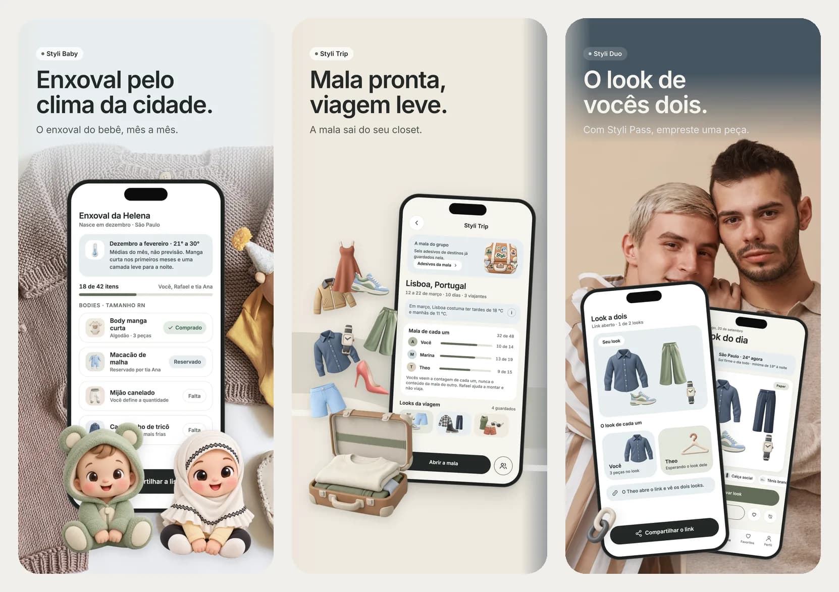 Telas do Styli Baby, Styli Trip e Styli Duo