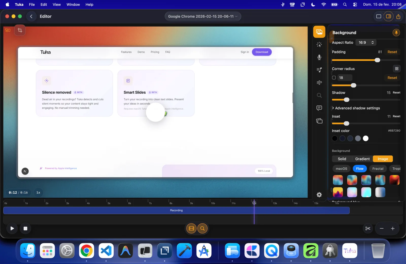 Editor do Tuka Video com remoção de silêncio e Smart Slides